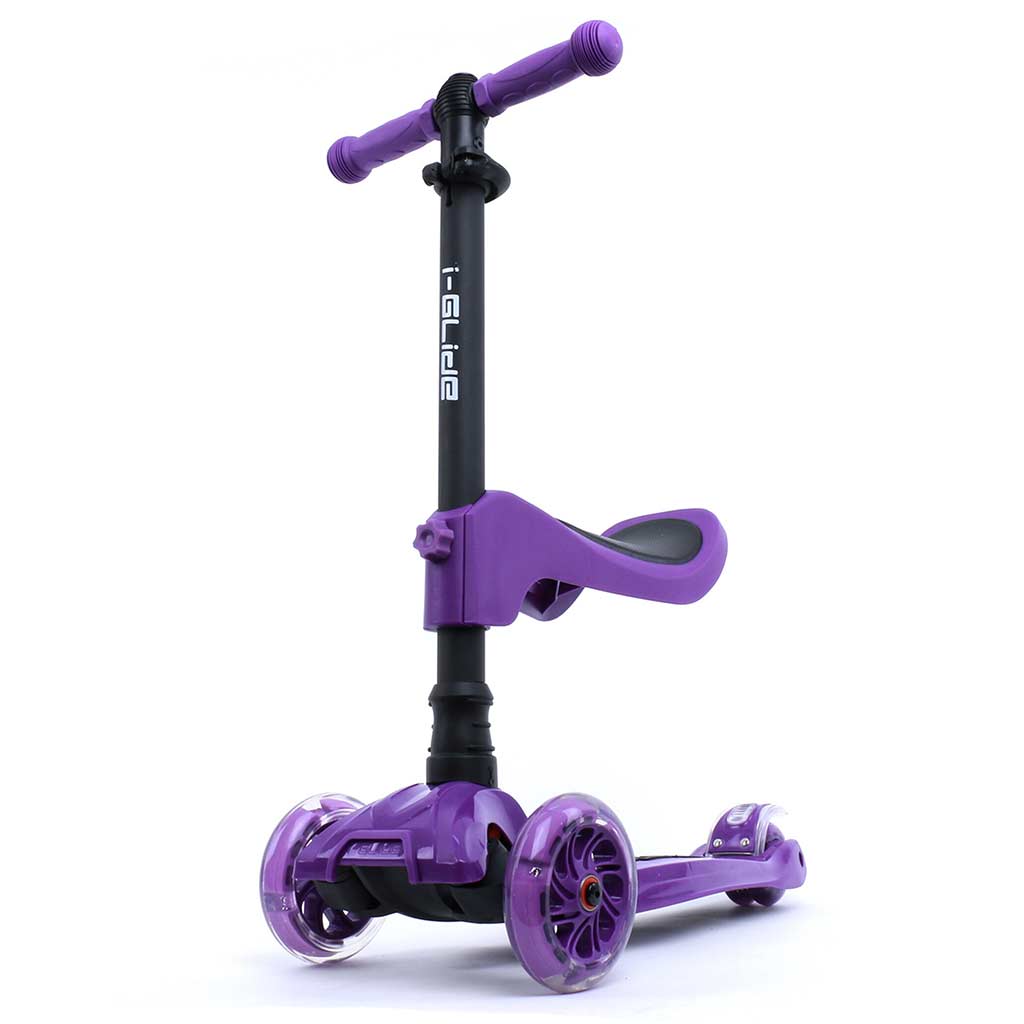 i-GLidE Boardwalk Bobber 3-Wheel Scooter with Seat - Purple