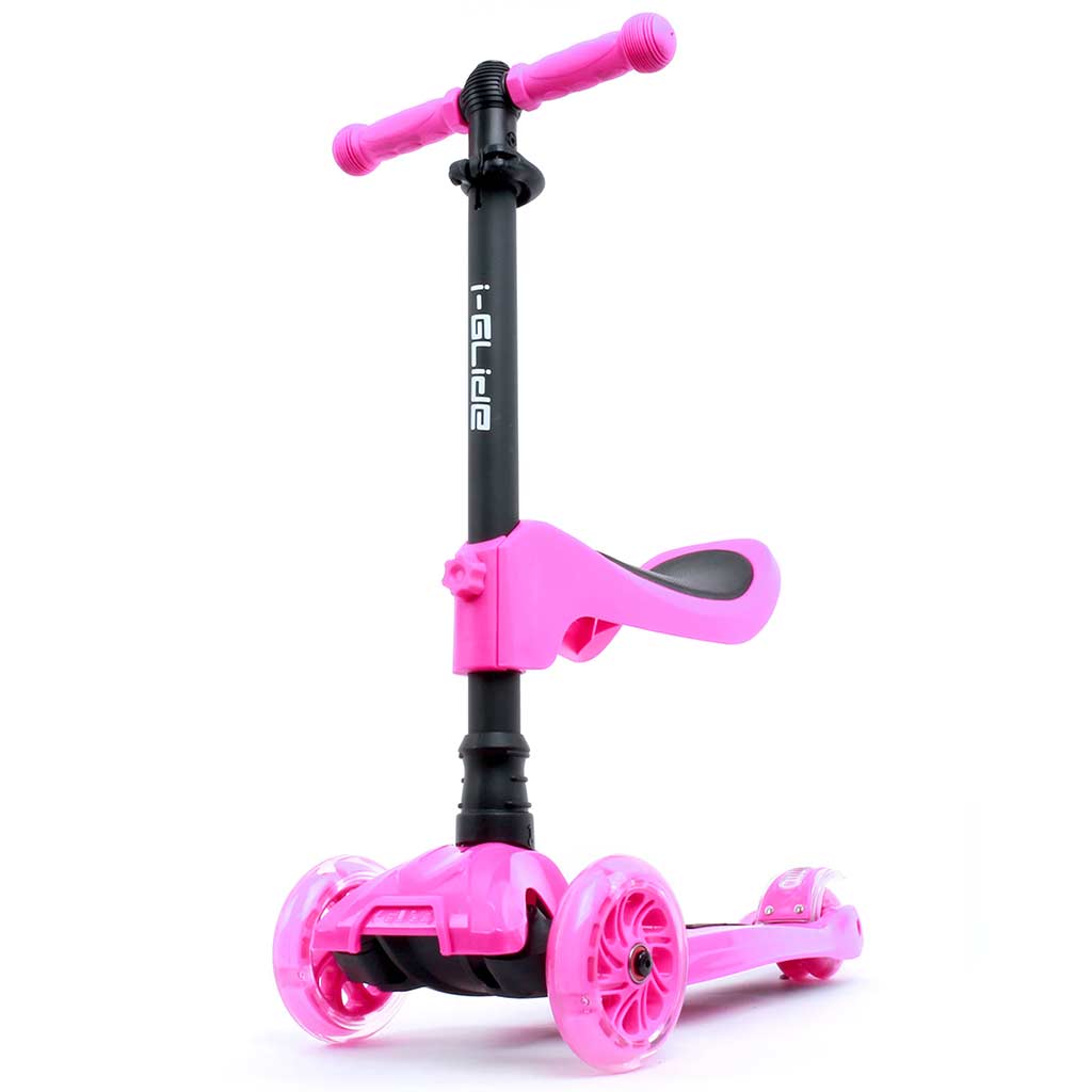 i-GLidE Boardwalk Bobber 3-Wheel Scooter with Seat - Pink
